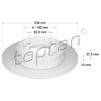 Jeu de 2 disques de frein arrière TOPRAN 821 169