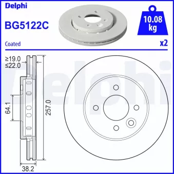 Jeu de 2 disques de frein avant DELPHI BG5122C