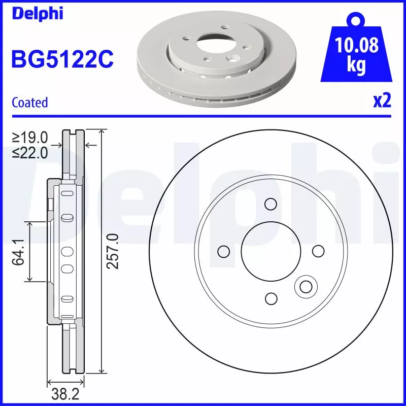 Jeu de 2 disques de frein avant DELPHI BG5122C