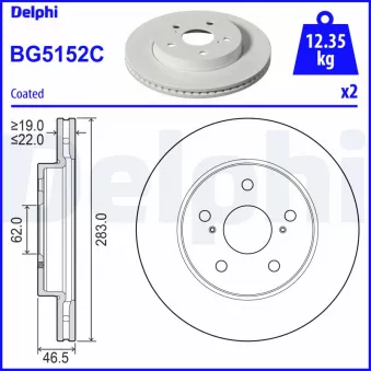 Jeu de 2 disques de frein avant DELPHI
