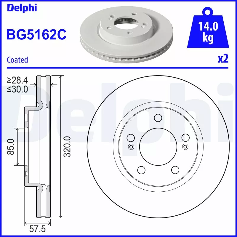 Jeu de 2 disques de frein avant DELPHI BG5162C