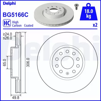 Jeu de 2 disques de frein avant DELPHI BG5166C