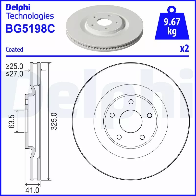 Jeu de 2 disques de frein avant DELPHI BG5198C