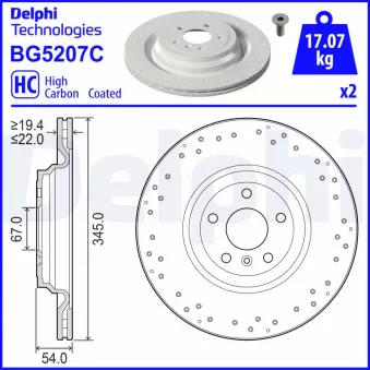 Jeu de 2 disques de frein arrière DELPHI