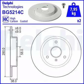 Jeu de 2 disques de frein avant DELPHI BG5214C