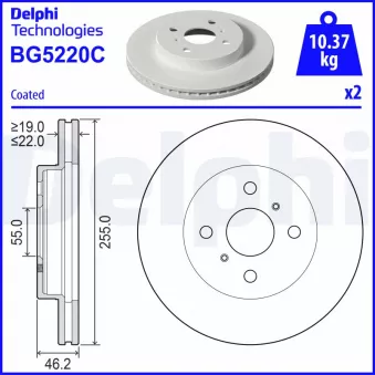 Jeu de 2 disques de frein avant DELPHI