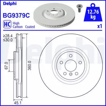 Disque de frein avant gauche DELPHI BG9379C