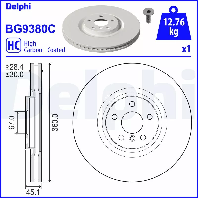 Disque de frein avant droit DELPHI BG9380C