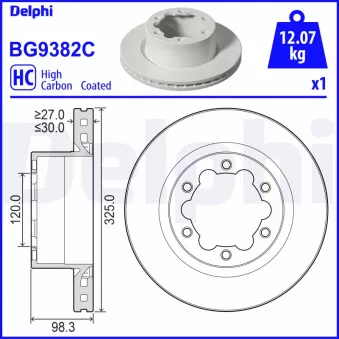 Jeu de 2 disques de frein arrière DELPHI BG9382C
