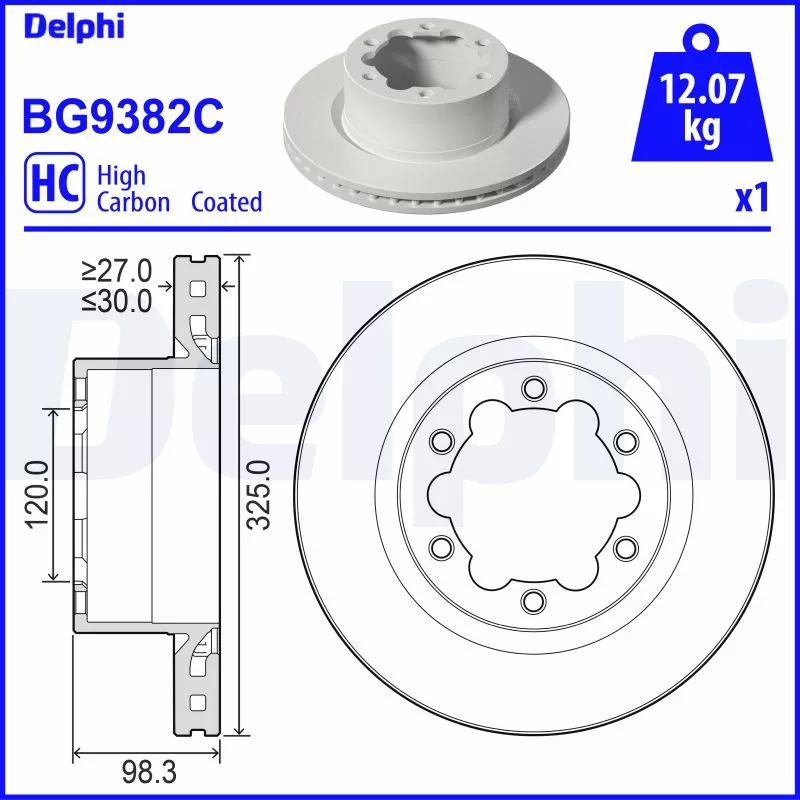 Jeu de 2 disques de frein arrière DELPHI BG9382C
