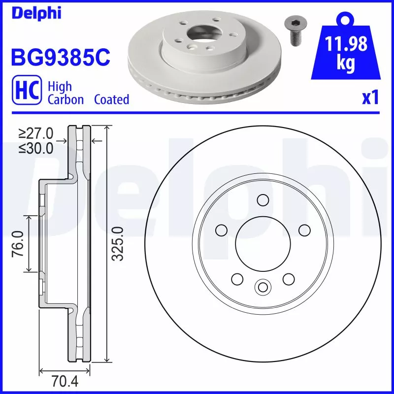 Jeu de 2 disques de frein avant DELPHI BG9385C