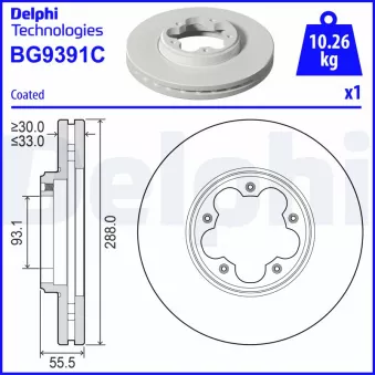 Jeu de 2 disques de frein avant DELPHI BG9391C
