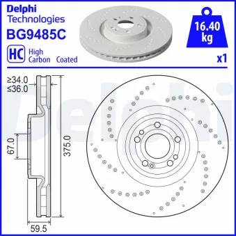 Jeu de 2 disques de frein avant DELPHI BG9485C