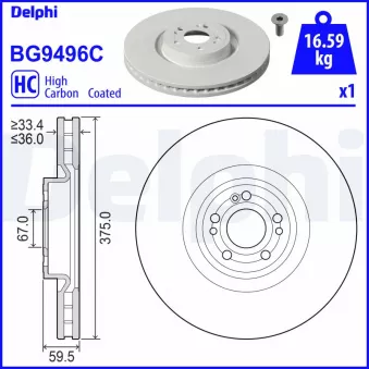 Jeu de 2 disques de frein avant DELPHI BG9496C