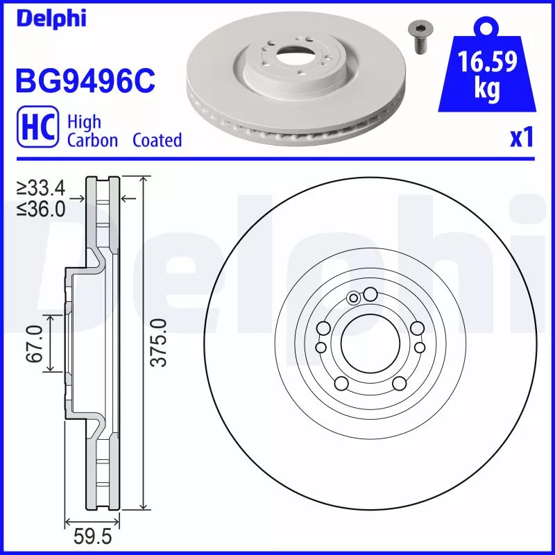 Jeu de 2 disques de frein avant DELPHI BG9496C