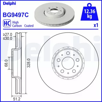 Jeu de 2 disques de frein avant DELPHI