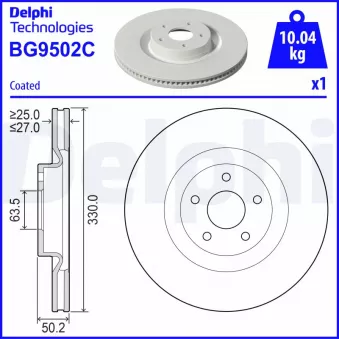 Jeu de 2 disques de frein avant DELPHI