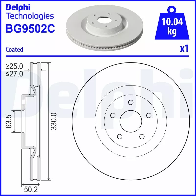 Jeu de 2 disques de frein avant DELPHI BG9502C