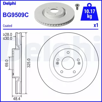Jeu de 2 disques de frein avant DELPHI BG9509C