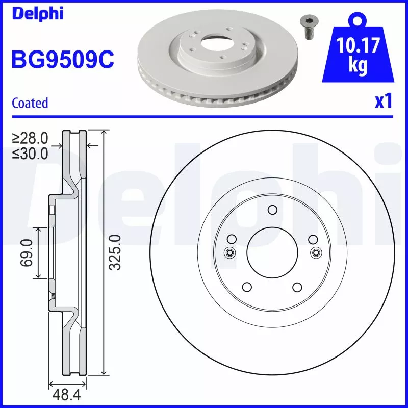 Jeu de 2 disques de frein avant DELPHI BG9509C