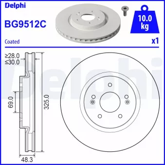 Jeu de 2 disques de frein avant DELPHI BG9512C