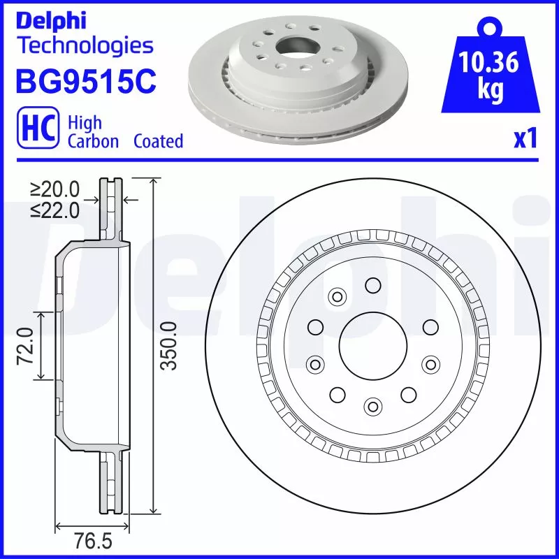 Jeu de 2 disques de frein arrière DELPHI BG9515C