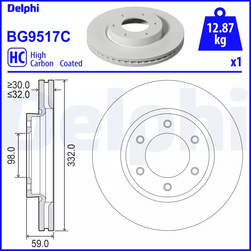Jeu de 2 disques de frein avant DELPHI BG9517C