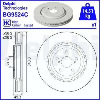 Jeu de 2 disques de frein avant DELPHI BG9524C