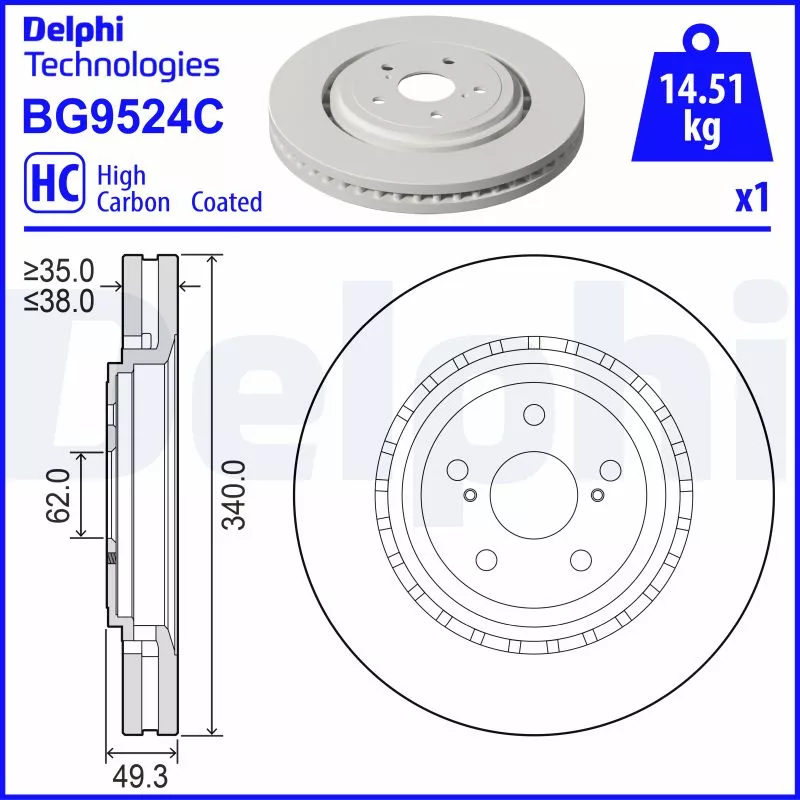 Jeu de 2 disques de frein avant DELPHI BG9524C
