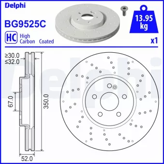Jeu de 2 disques de frein avant DELPHI BG9525C