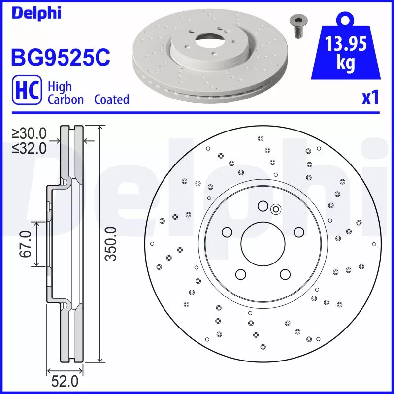Jeu de 2 disques de frein avant DELPHI BG9525C