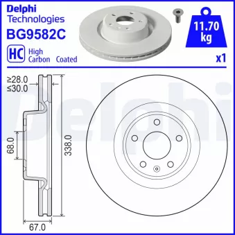 Jeu de 2 disques de frein avant DELPHI