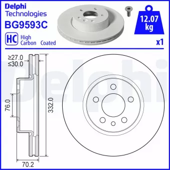 Jeu de 2 disques de frein avant DELPHI BG9593C