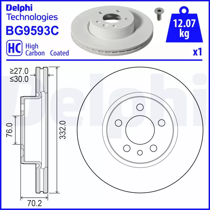 Jeu de 2 disques de frein avant DELPHI BG9593C