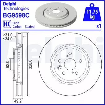 Jeu de 2 disques de frein avant DELPHI BG9598C