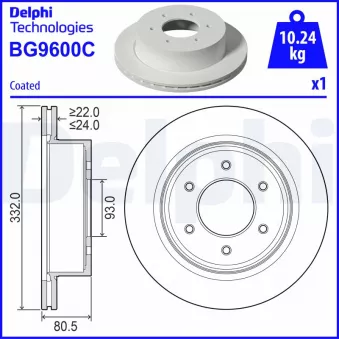 Jeu de 2 disques de frein arrière DELPHI BG9600C