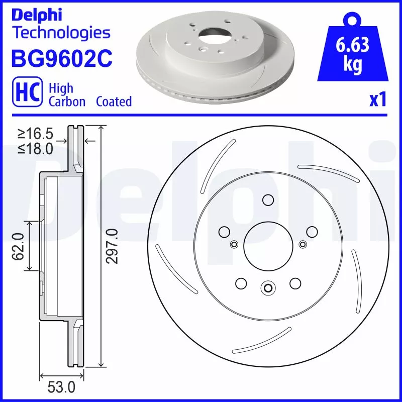 Disque de frein arrière gauche DELPHI BG9602C