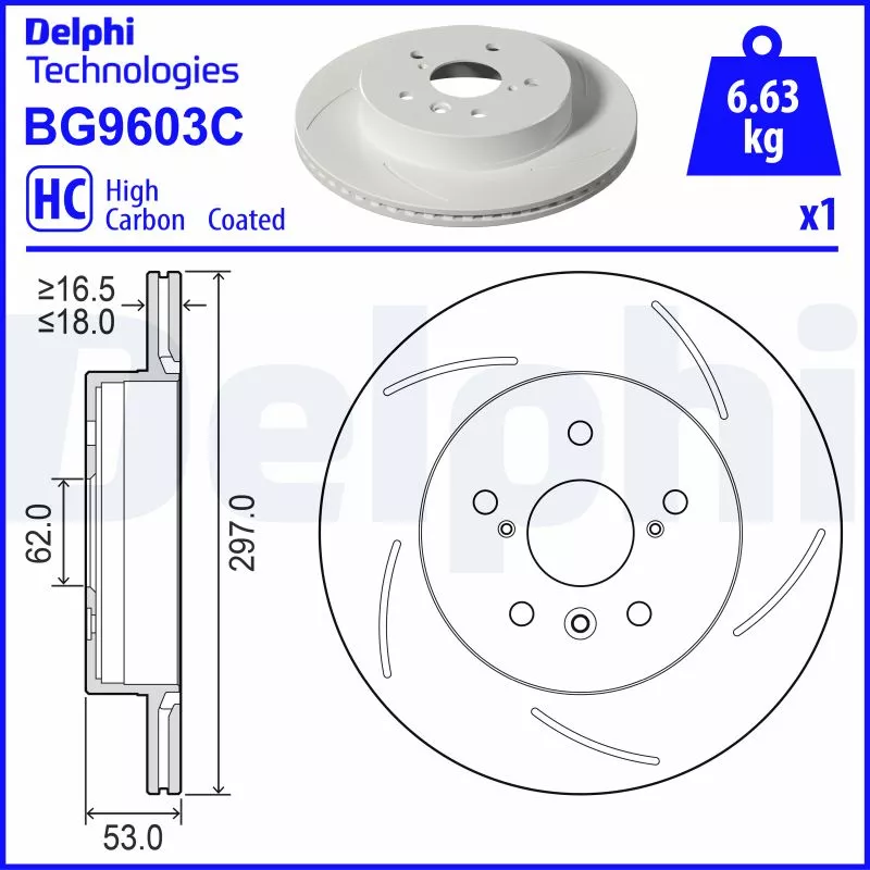 Disque de frein arrière droit DELPHI BG9603C