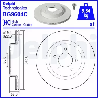 Jeu de 2 disques de frein arrière DELPHI