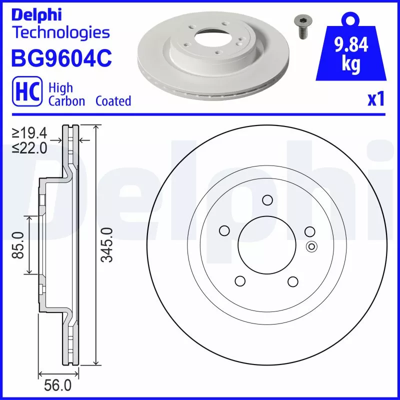 Jeu de 2 disques de frein arrière DELPHI BG9604C