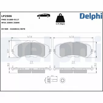 Jeu de 4 plaquettes de frein avant DELPHI LP2506