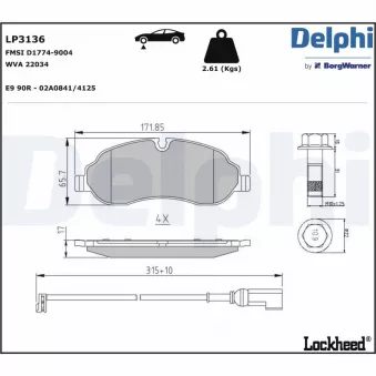 Jeu de 4 plaquettes de frein avant DELPHI LP3136