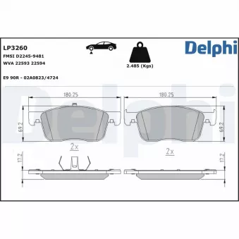 Jeu de 4 plaquettes de frein avant DELPHI LP3260