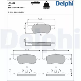 Jeu de 4 plaquettes de frein avant DELPHI