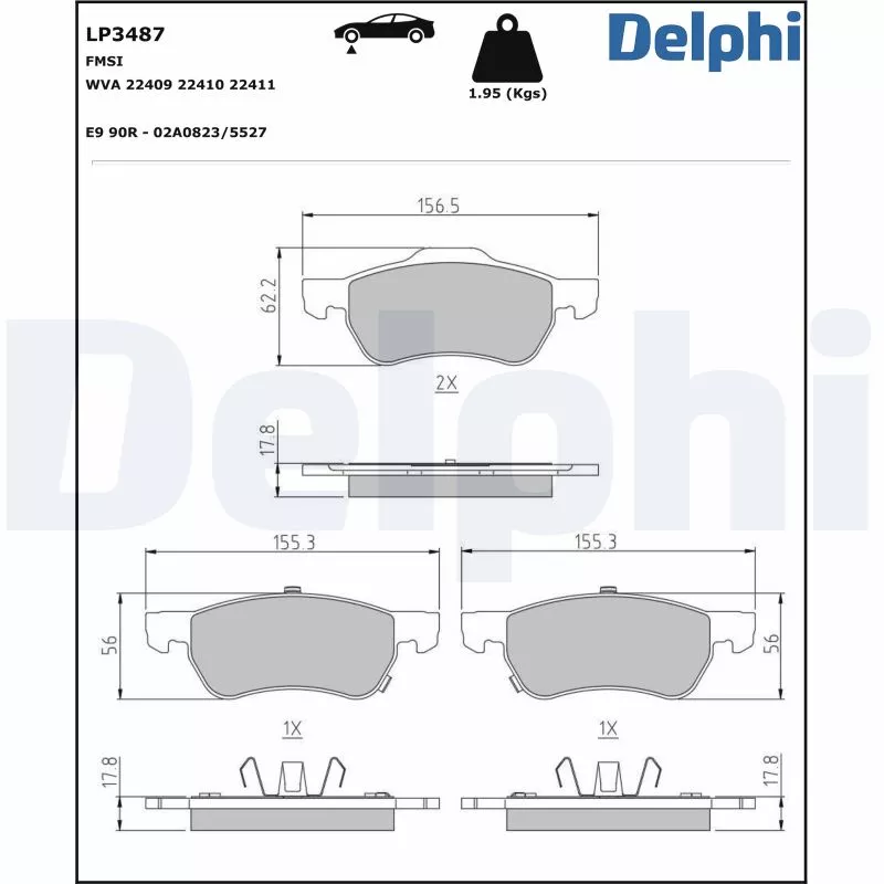 Jeu de 4 plaquettes de frein avant DELPHI LP3487