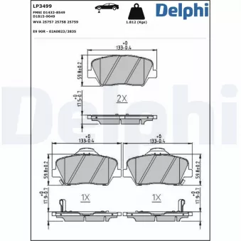 Jeu de 4 plaquettes de frein avant DELPHI LP3499