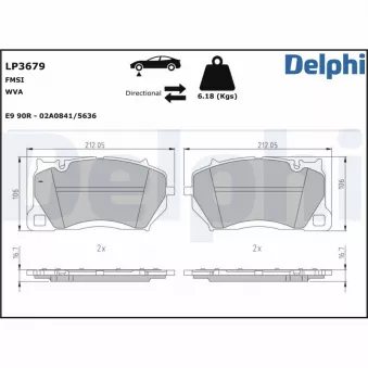 Jeu de 4 plaquettes de frein avant DELPHI LP3679
