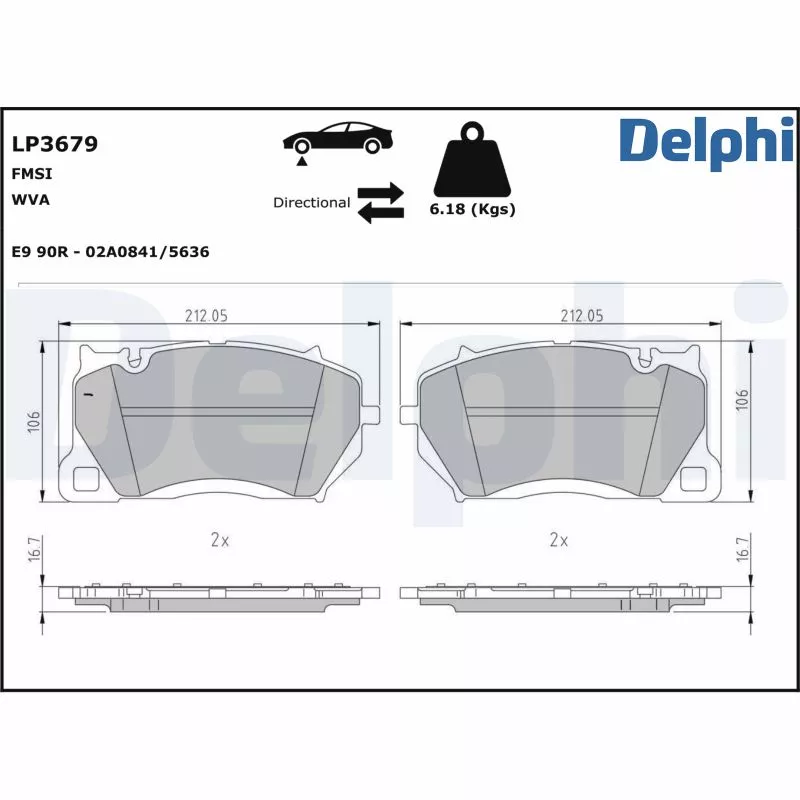 Jeu de 4 plaquettes de frein avant DELPHI LP3679