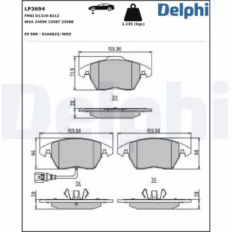 Jeu de 4 plaquettes de frein avant DELPHI LP3694