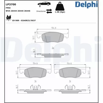 Jeu de 4 plaquettes de frein avant DELPHI LP3700